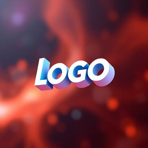 Ein animiertes 3D-Logo schwebt vor einem abstrakten Hintergrund, erstellt mit Motion Graphics Software.