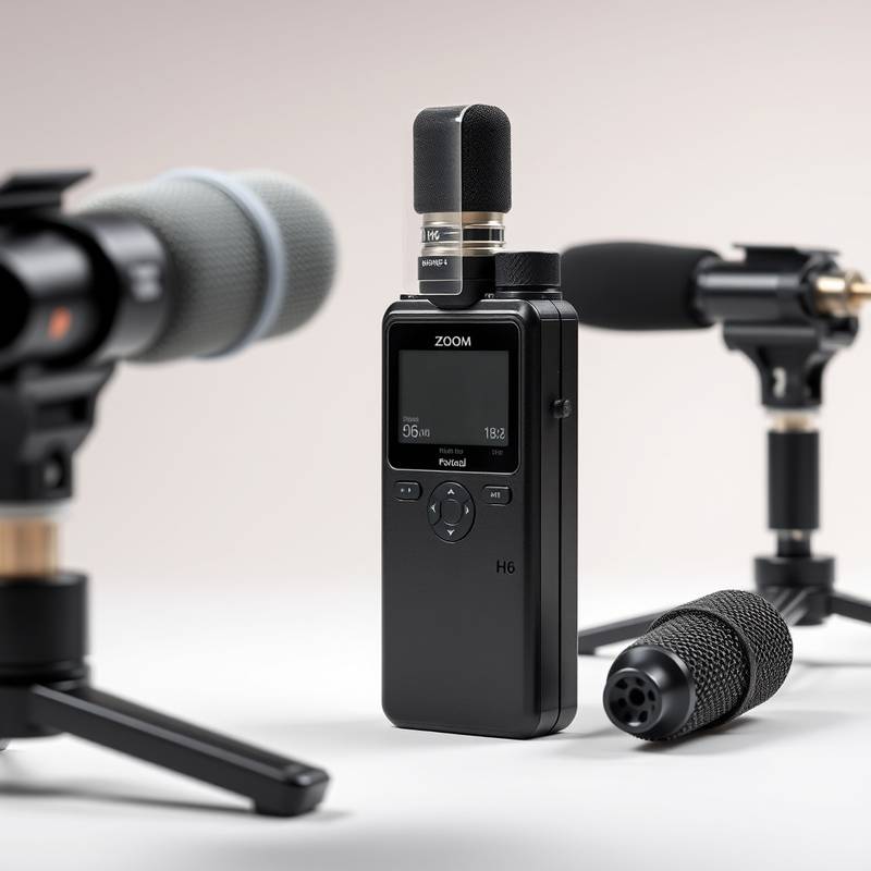 Zoom H6 portabler Audiorecorder mit mehreren Mikrofonen.